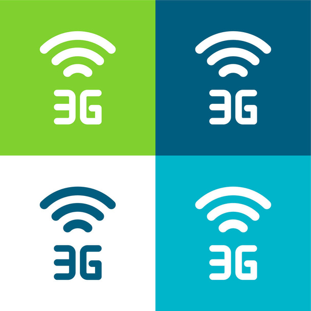 3g Flat four color minimal icon set - Vector, Image