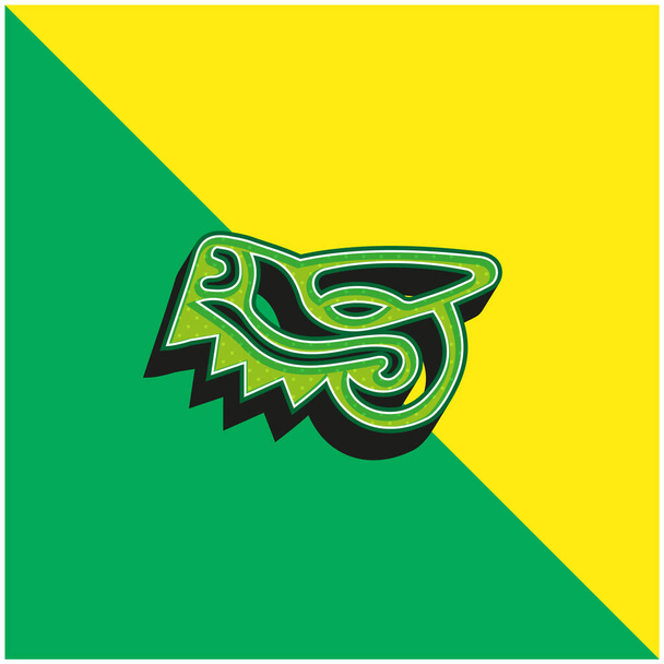 Animal Head Symbol Of México Antique Cultures Logo moderno vector 3d verde y amarillo - Vector, imagen