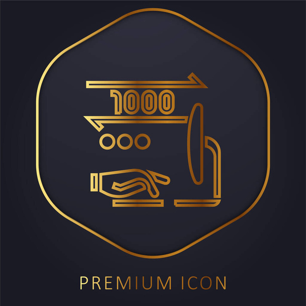 Logo binario de línea dorada premium o icono - Vector, imagen