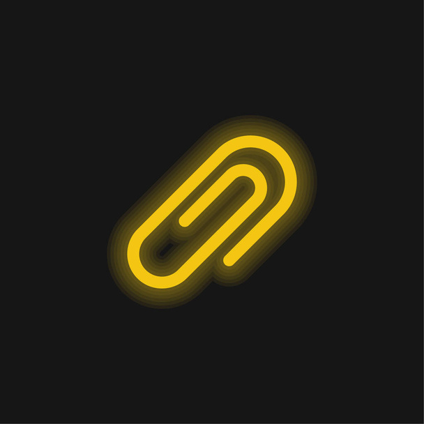 黄色の輝くネオンアイコンを添付 - ベクター画像