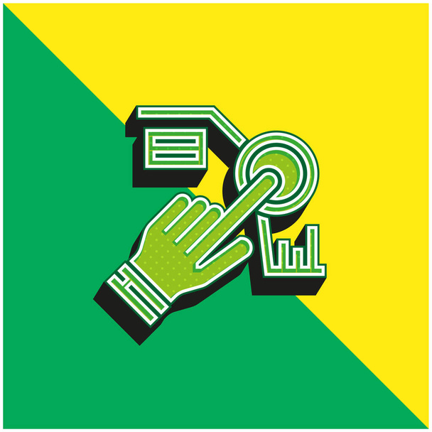 Современный зеленый и желтый трехмерный векторный логотип - Вектор,изображение