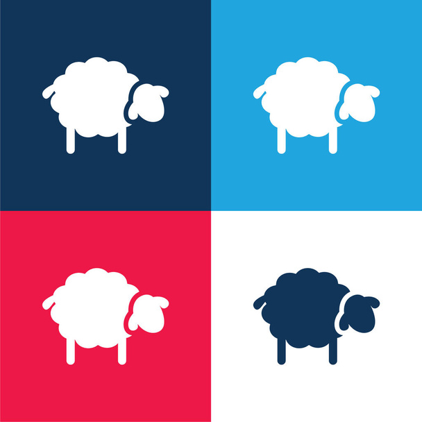 Μαύρο Πρόβατο μπλε και κόκκινο τέσσερα χρώμα ελάχιστο σύνολο εικονιδίων - Διάνυσμα, εικόνα