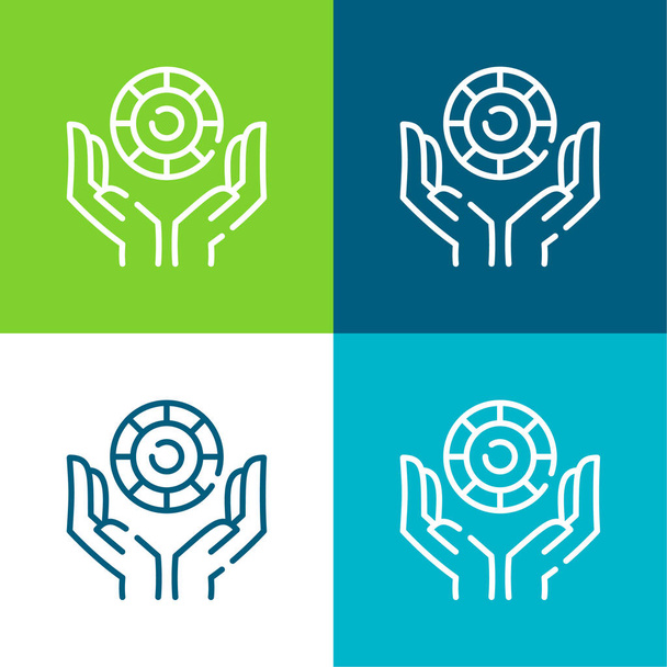 Set di icone minimali a quattro colori Bet Flat - Vettoriali, immagini