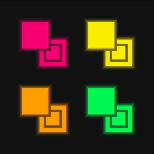Фон четыре цвета светящийся неоновый вектор значок - Вектор,изображение