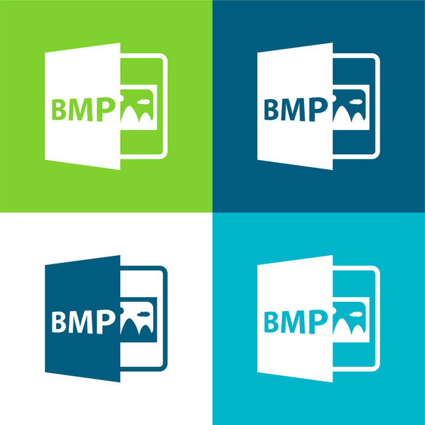 BMP Open File Format Επίπεδη τεσσάρων χρωμάτων ελάχιστο σύνολο εικονιδίων - Διάνυσμα, εικόνα