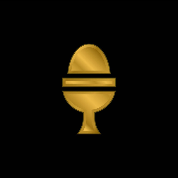 Huevo hervido chapado en oro icono metálico o vector de logotipo - Vector, imagen
