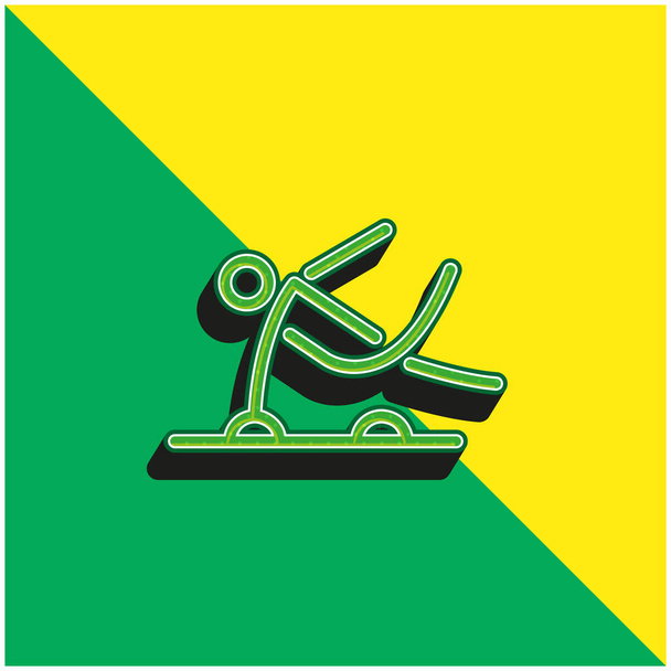 Atléta Stick Man Zöld és sárga modern 3D vektor ikon logó - Vektor, kép