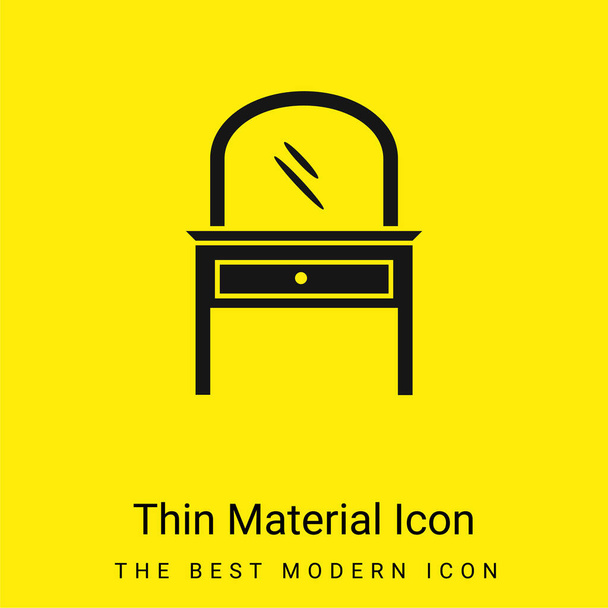 Bed Room Mirror On A Drawer Furniture minimal bright yellow material icon - Vector, Image