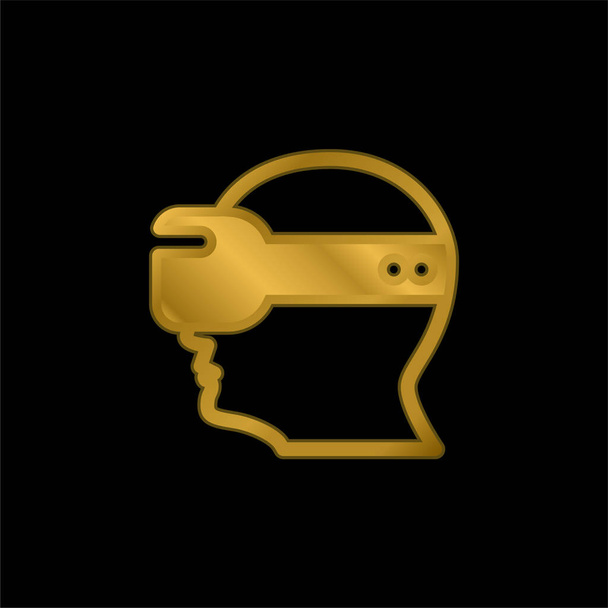 Золотые очки с металлическим иконой или вектором логотипа - Вектор,изображение