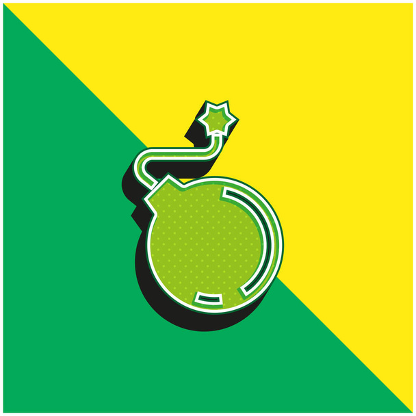 Bomba verde y amarillo moderno vector 3d icono del logotipo - Vector, Imagen