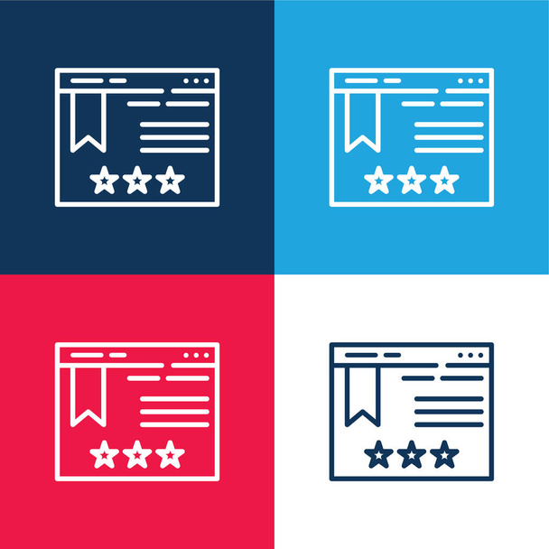 Bookmark blue and red four color minimal icon set - Vector, Image