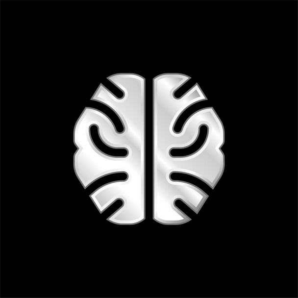 Mozková stříbrná metalická ikona - Vektor, obrázek