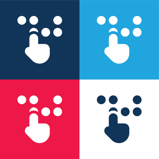Braille blue and red four color minimal icon set - ベクター画像