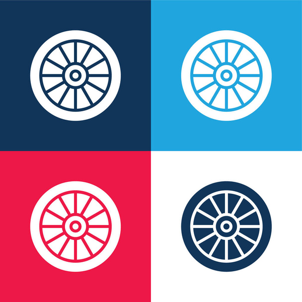 Aleación de la rueda azul y rojo de cuatro colores mínimo icono conjunto - Vector, imagen