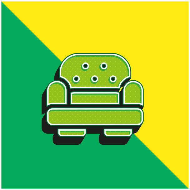 Sillón verde y amarillo moderno vector 3d icono logo - Vector, Imagen