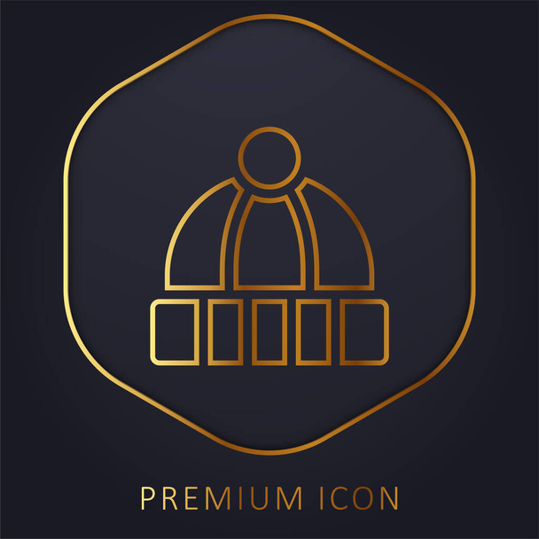 Beanie golden line premium logo or icon - Vector, Image