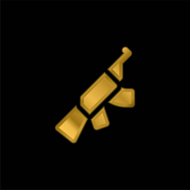 Saldırı Tüfeği altın kaplama metalik simge veya logo vektörü - Vektör, Görsel