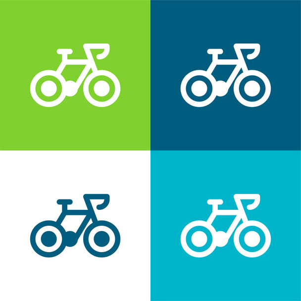 Polkupyörän tasainen nelivärinen minimaalinen kuvakesarja - Vektori, kuva