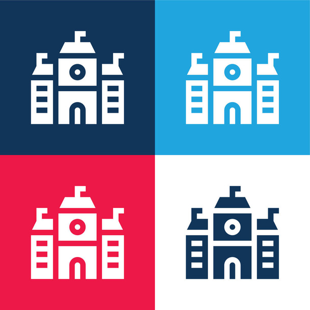 Academy blue and red four color minimal icon set - Vector, Image