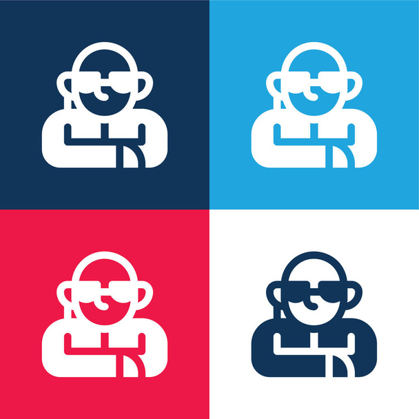 Bodyguard bleu et rouge quatre couleurs minimum jeu d'icônes - Vecteur, image