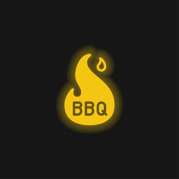 Bbq yellow glowing neon icon - Vector, Image