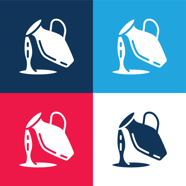 Vodnář modrá a červená čtyři barvy minimální ikona nastavena - Vektor, obrázek
