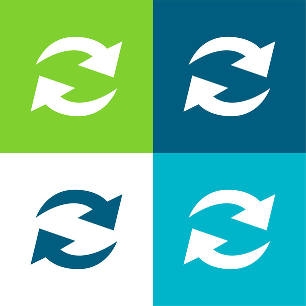 Aktualizovat šipky Pár v kruhu Byt čtyři barvy minimální ikona nastavena - Vektor, obrázek