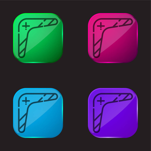 Boomerang quattro colori icona pulsante di vetro - Vettoriali, immagini