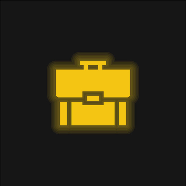 Maletín amarillo brillante icono de neón - Vector, Imagen