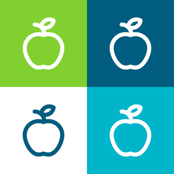Apple Flat vier kleuren minimale pictogram set - Vector, afbeelding