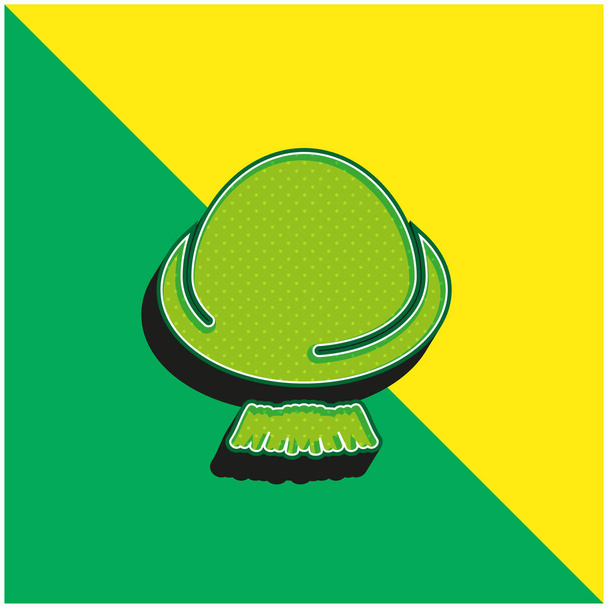 Καπέλο Bowler και μουστάκι Πράσινο και κίτρινο σύγχρονο 3d διάνυσμα εικονίδιο λογότυπο - Διάνυσμα, εικόνα