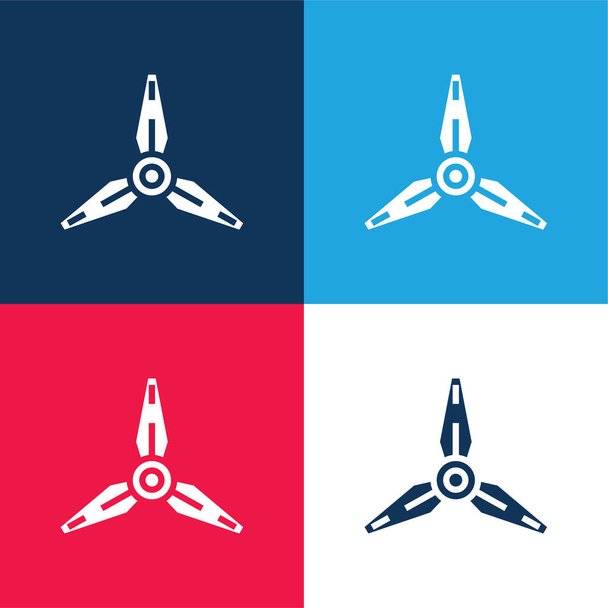Čepele modré a červené čtyři barvy minimální ikona nastavena - Vektor, obrázek