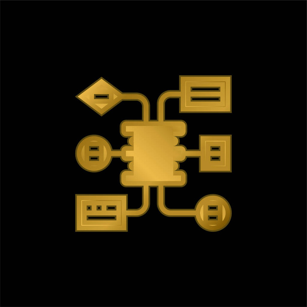 Algoritmo chapado en oro icono metálico o logo vector - Vector, Imagen