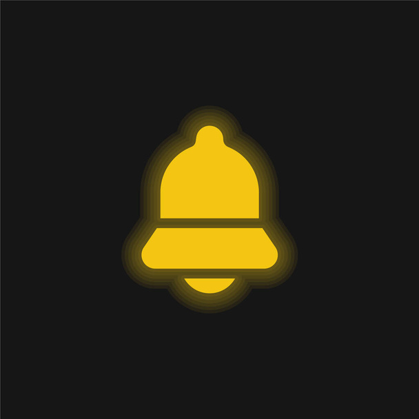 Żółty dzwonek świecący neon ikona - Wektor, obraz