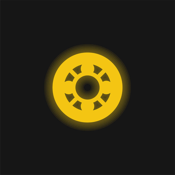 Cuscinetto a sfere giallo icona al neon incandescente - Vettoriali, immagini
