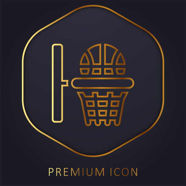 Basketball Hoop ligne d'or logo premium ou icône - Vecteur, image