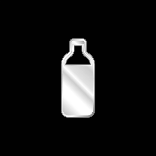 Bottle Full silver plated metallic icon - Vector, Image