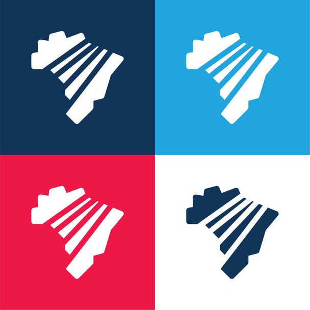 Brazylia niebieski i czerwony czterech kolorów minimalny zestaw ikon - Wektor, obraz