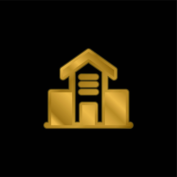 Arquitectura Edificio chapado en oro icono metálico o logo vector - Vector, imagen