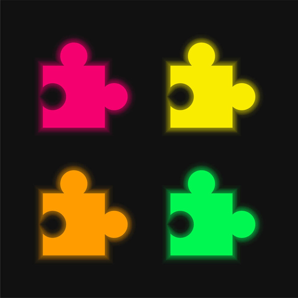 Aplikacja cztery kolory świecące neon wektor ikona - Wektor, obraz