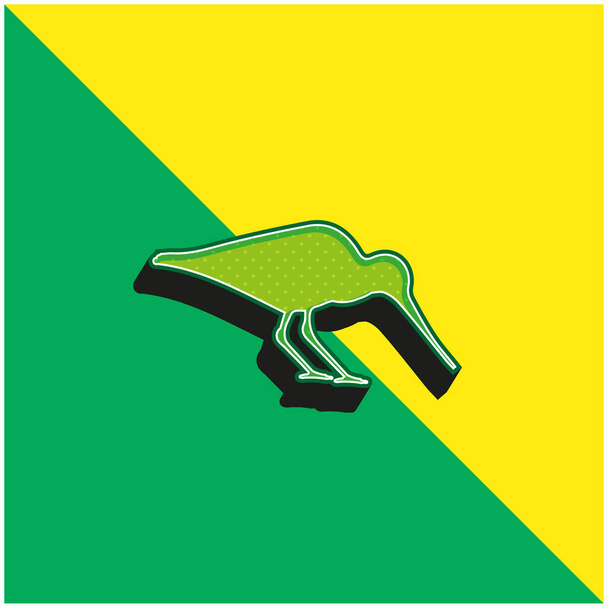 Bird Oystercatcher Logo icona vettoriale 3d moderna verde e gialla - Vettoriali, immagini
