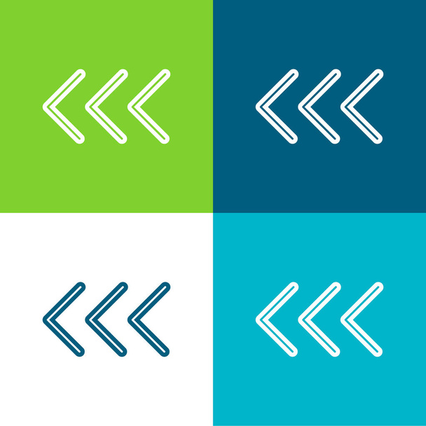 Šipky směřující doleva Plocha čtyři barvy minimální ikona nastavena - Vektor, obrázek