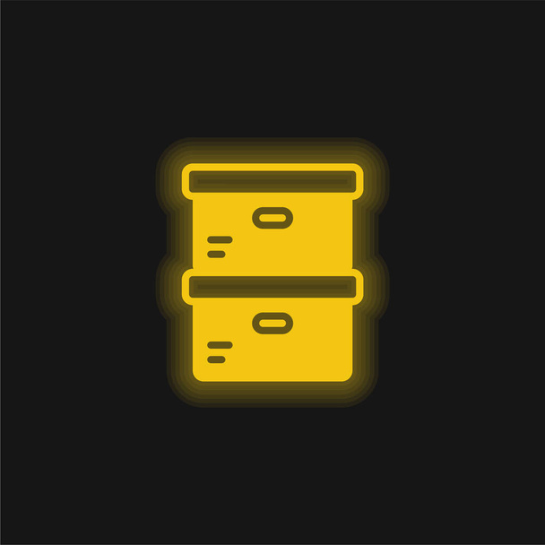 Pudełka żółte świecące neon ikona - Wektor, obraz