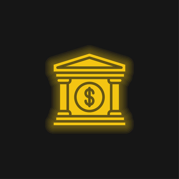 Pankki keltainen hehkuva neon kuvake - Vektori, kuva