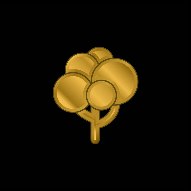 Forma de árbol negro con bolas Follaje chapado en oro icono metálico o logo vector - Vector, Imagen