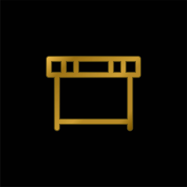 Athletism Hurdle banhado a ouro ícone metálico ou vetor logotipo - Vetor, Imagem
