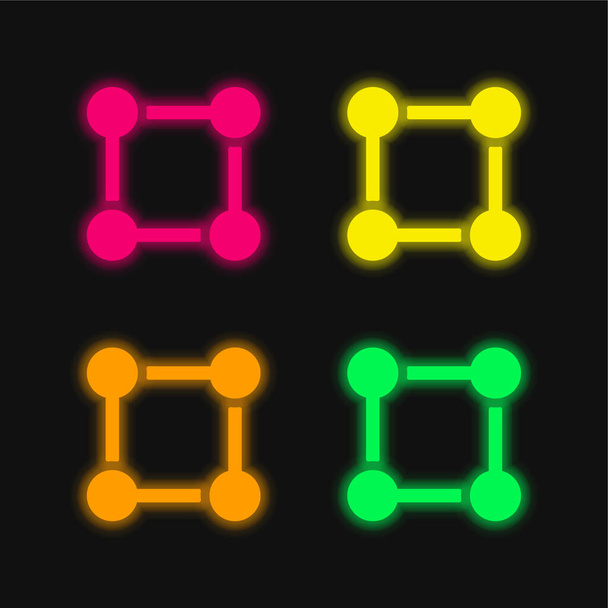 Atom dört renk parlayan neon vektör simgesi - Vektör, Görsel