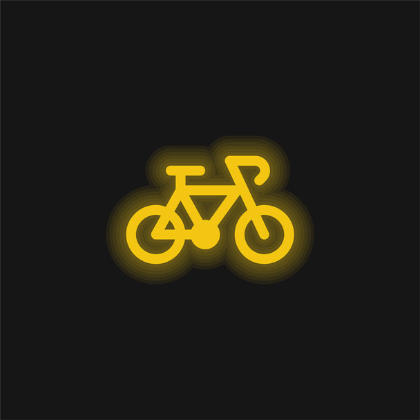 Kerékpár sárga izzó neon ikon - Vektor, kép