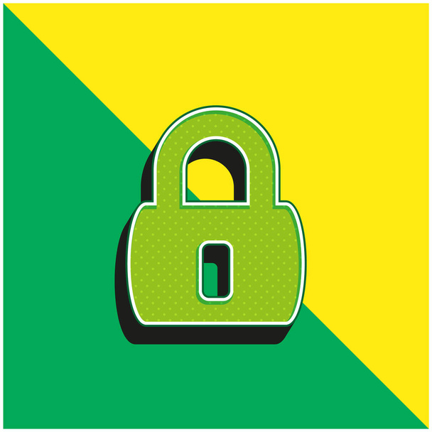 Blocked Padlock Green and yellow modern 3d vector icon logo - Vector, Image
