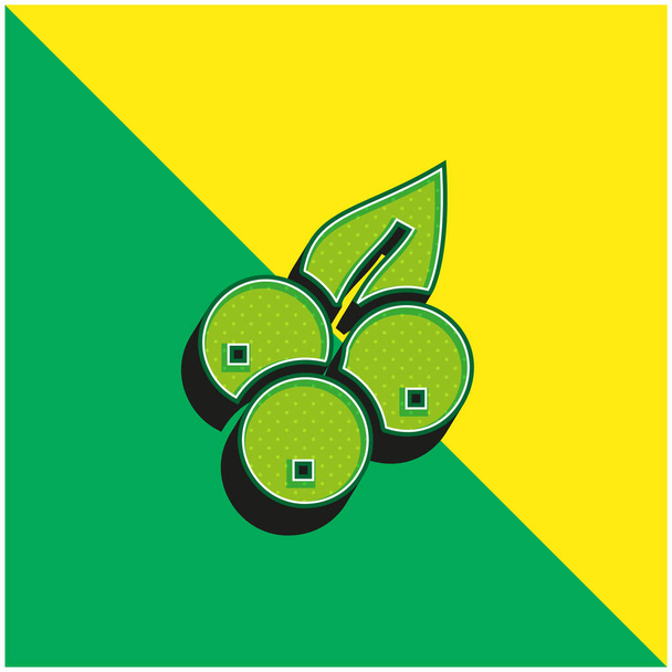 Áfonya Zöld és sárga modern 3D vektor ikon logó - Vektor, kép